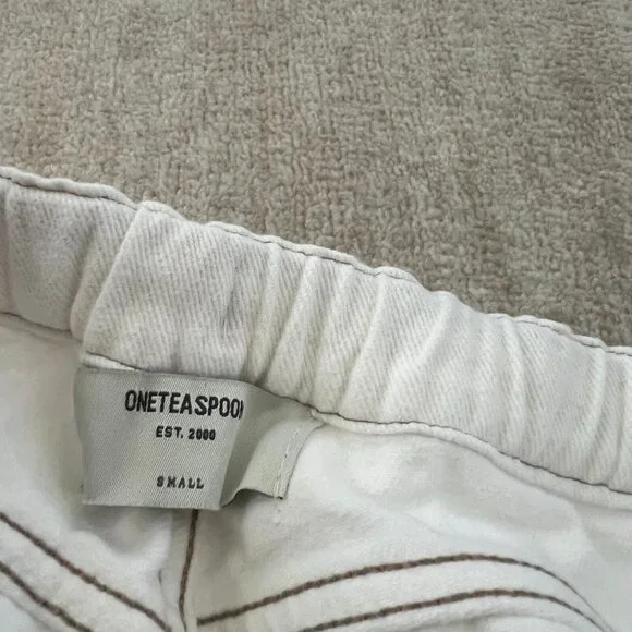 Revolve One Teaspoon Shabbies White Boyfriend Cropped Jeans S - Picture 2 of 10